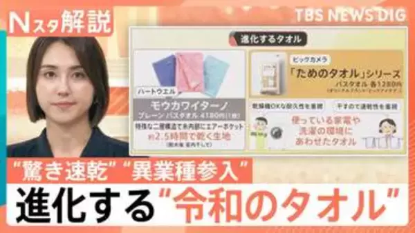 便利に進化！“令和のタオル”「一枚二役」のバスタオルに…“異業種参入”も、「タオルの替え時は？」街で聞いてみた【Nスタ解説】