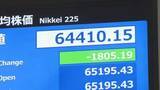 「【速報】日経平均、一時1800円値下がり　日本の長期金利3％上昇など世界的な金利上昇や原油価格上昇が今後の企業業績に及ぼす影響に警戒感」の画像1