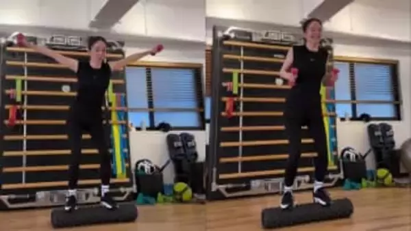 【 松島花 】「食欲増してます　運動すればOK」　ジムで「ぐらぐらバランス」笑顔で見せる驚異の体幹