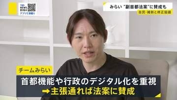 みらいが自民・維新と副首都法案の修正協議 安野党首、主張通れば「当然賛成」