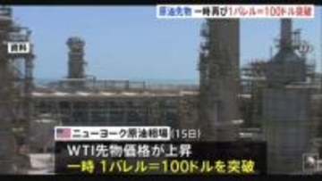 原油先物価格 一時1バレル＝100ドルを再び突破　東京株式市場では株価の動きは限定的に