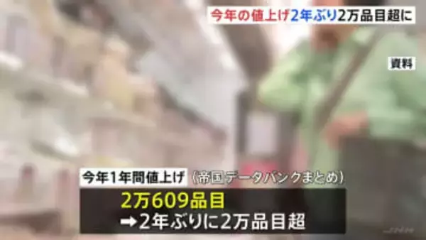 2025年の値上げ2年ぶり2万品目超の「2万609品目」 値上げは2026年も“常態化”