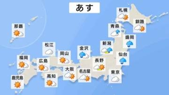 北陸は夜にかけて雨 土砂災害に警戒を　西日本中心に猛暑日予想、福岡・広島などで35℃見込み【30日の天気】