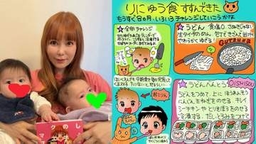 【 中川翔子 】　双子の離乳食ライフ　〝育児絵日記〟で公開　弟は「はやくたべたい」　兄は「ゆっくりかくじつに味わう」