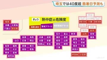 今年最多の42都府県で「熱中症警戒アラート」埼玉・熊谷市では40℃「酷暑日」予想　午後には関東甲信を中心に局地的に雷を伴って激しい雨が降る見込み
