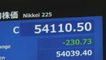 【速報】日経平均 230円安の5万4110円で取引終了　4営業日ぶりに値下がり　利益確定する動きが相場押し下げ