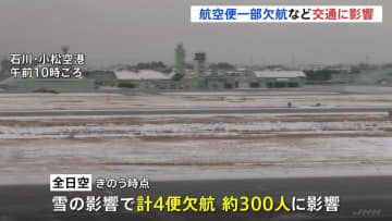 雪の交通への影響　全日空4便・日本航空7便の欠航決める　東海道新幹線　愛知・三河安城駅から京都駅の間の一部区間で速度を落として運転　列車に遅れが