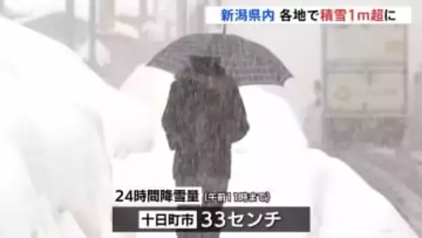今季「最長寒波」日本海側で大雪続く　交通への影響に厳重警戒　新潟　各地で積雪1メートル超に