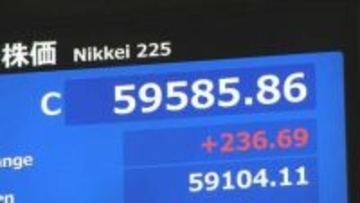 【速報】日経平均 再び過去最高値を更新　終値236円高の5万9585円