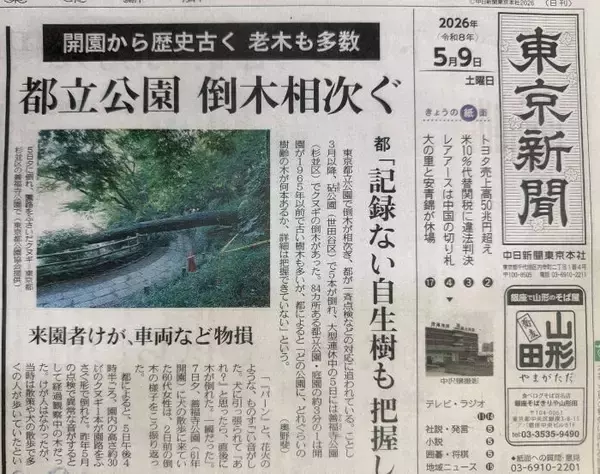 相次ぐ都立公園での倒木