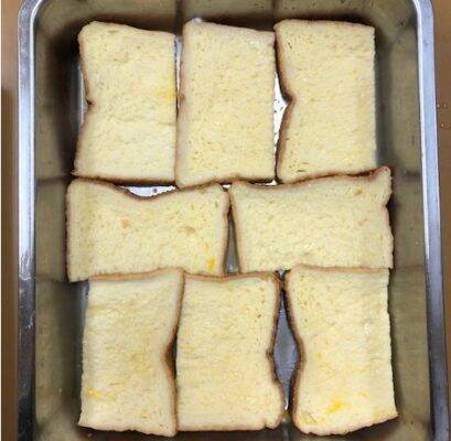 浸ける時間はたった3分！「8枚切りの食パン」でできる「時短フレンチトースト」