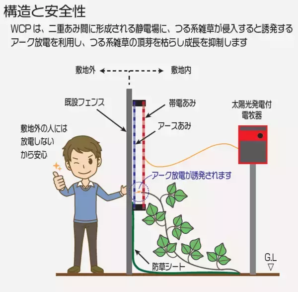 「静電気で雑草を抑制する装置～静電気のチカラってすごいかも！」の画像