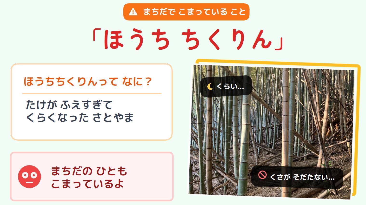 放置竹林を食べて減らす　町田市の給食に入った竹