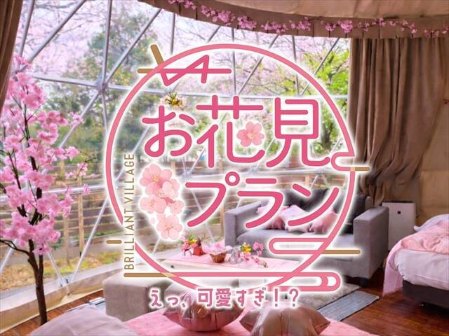 【花粉・寒さゼロのお花見グランピングプラン】1日1棟限定！インドアお花見×夜桜BBQを満喫｜ブリリアントヴィレッジ日光