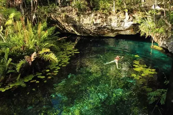 「メキシコに７０００もある異次元への入り口、透明な青い水を湛えるセノーテ」の画像