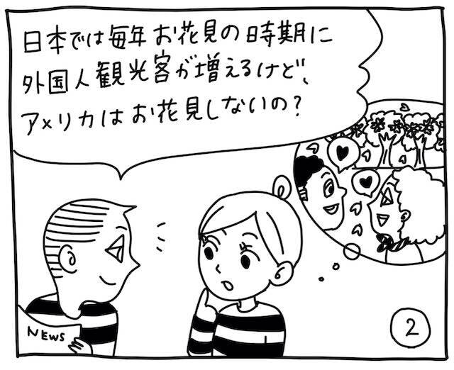新文化ギャップ漫画【６８】お花見 問題「アメリカのお花見って？」
