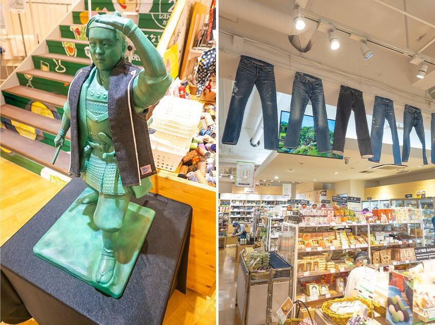 岡山が世界に誇るデニムを体感！『新橋岡山デニムストリート』ここでしか見られないデニム姿の桃太郎像も│東京・新橋