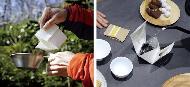 【ピクニックやキャンプに】急須がなくてもおいしいお茶が楽しめる！？折り紙のような「紙の急須」登場