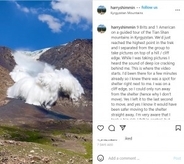 雪崩が目の前に迫る瞬間まで撮影を続けた男性「生きていたのは幸運だった」（キルギス）＜動画あり＞