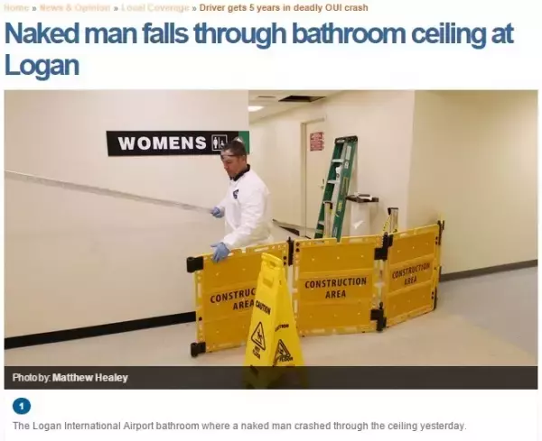 女性用トイレの天井裏に身を潜めていた全裸の男、落下し逮捕される。（米）
