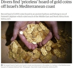 2000枚の金貨が海底に。1000年の時を経て、ダイバーが発見。（イスラエル）