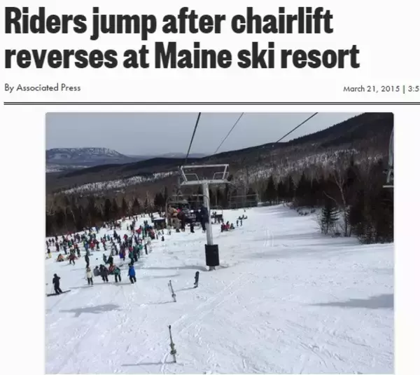 スキー場でリフトから7名が転落する事故、約1分にわたり逆回転。（米）