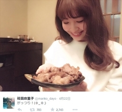 小嶋陽菜が“大盛りの焼肉”にニッコリ。まりこ様が「がっつり！」写真を投稿。