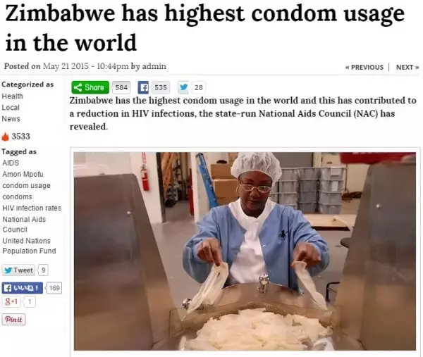 コンドームの使用量が世界で最も多い国、ジンバブエ。