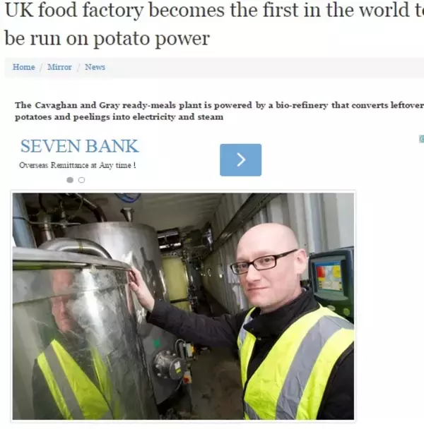 世界初の「ポテト発電所」が英・食品加工工場に！