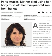 自ら盾に。パリ多発テロでわが子を銃弾から救った母親。