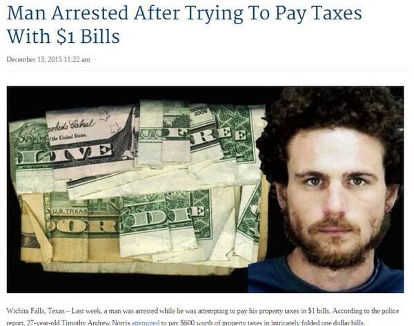 600ドルの納税を1ドル札600枚で払おうとした男 逮捕される 米 15年12月14日 エキサイトニュース