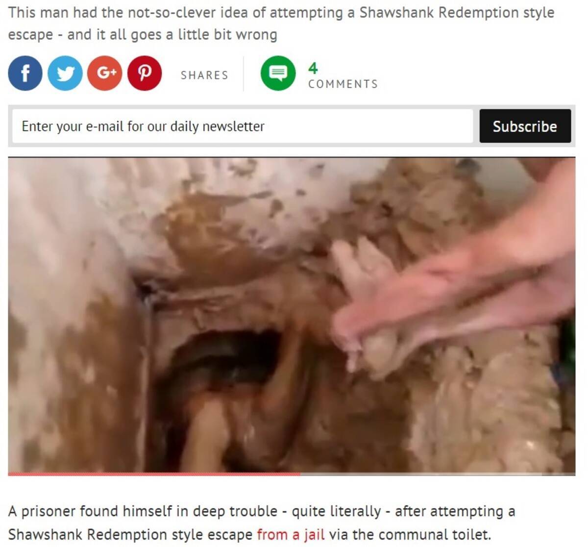 服役囚 トイレの穴にはまり脱獄失敗 ブラジル 16年1月5日 エキサイトニュース