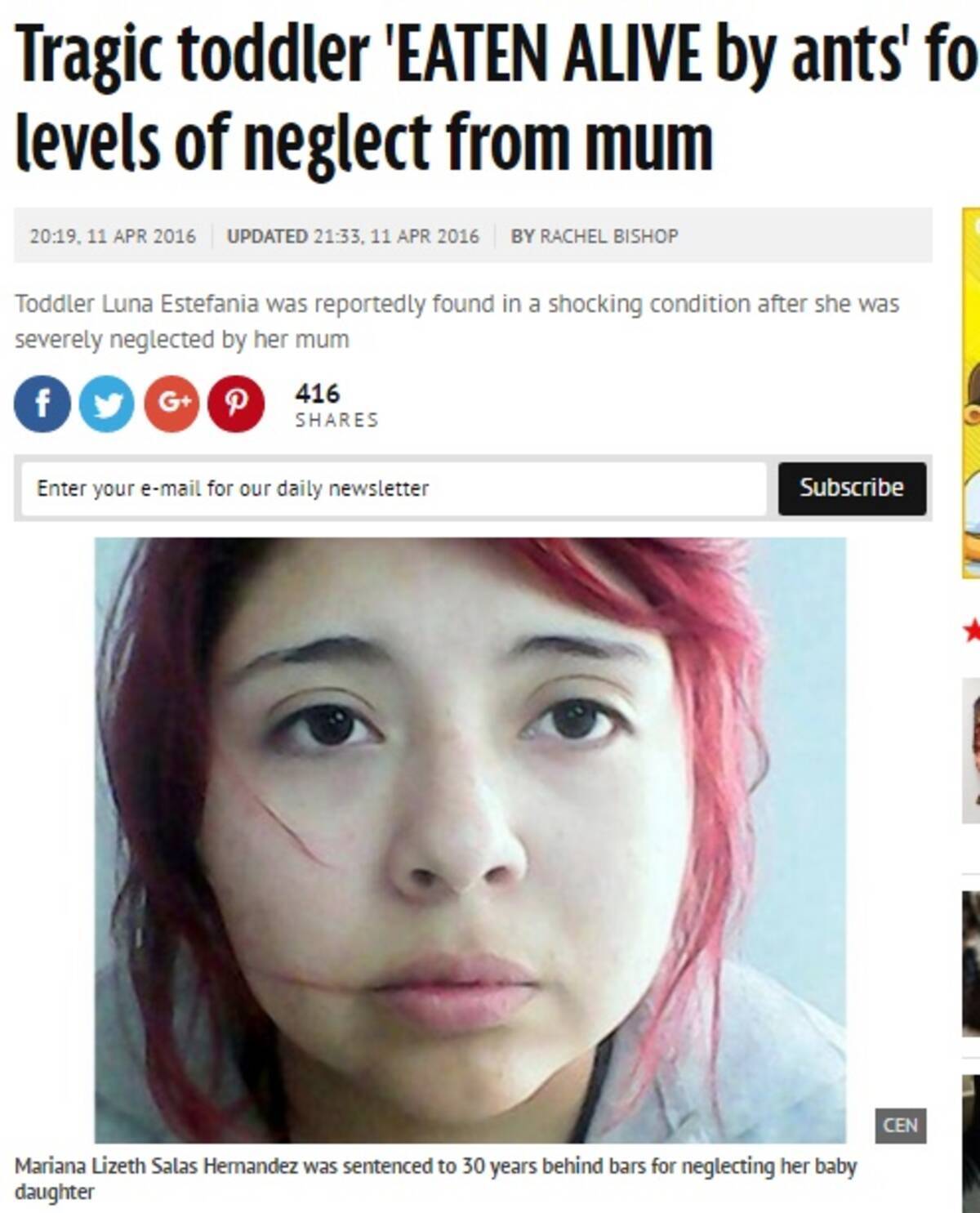 1歳女児アリに食い殺される ネグレクトの母に30年の実刑判決 メキシコ 16年4月13日 エキサイトニュース