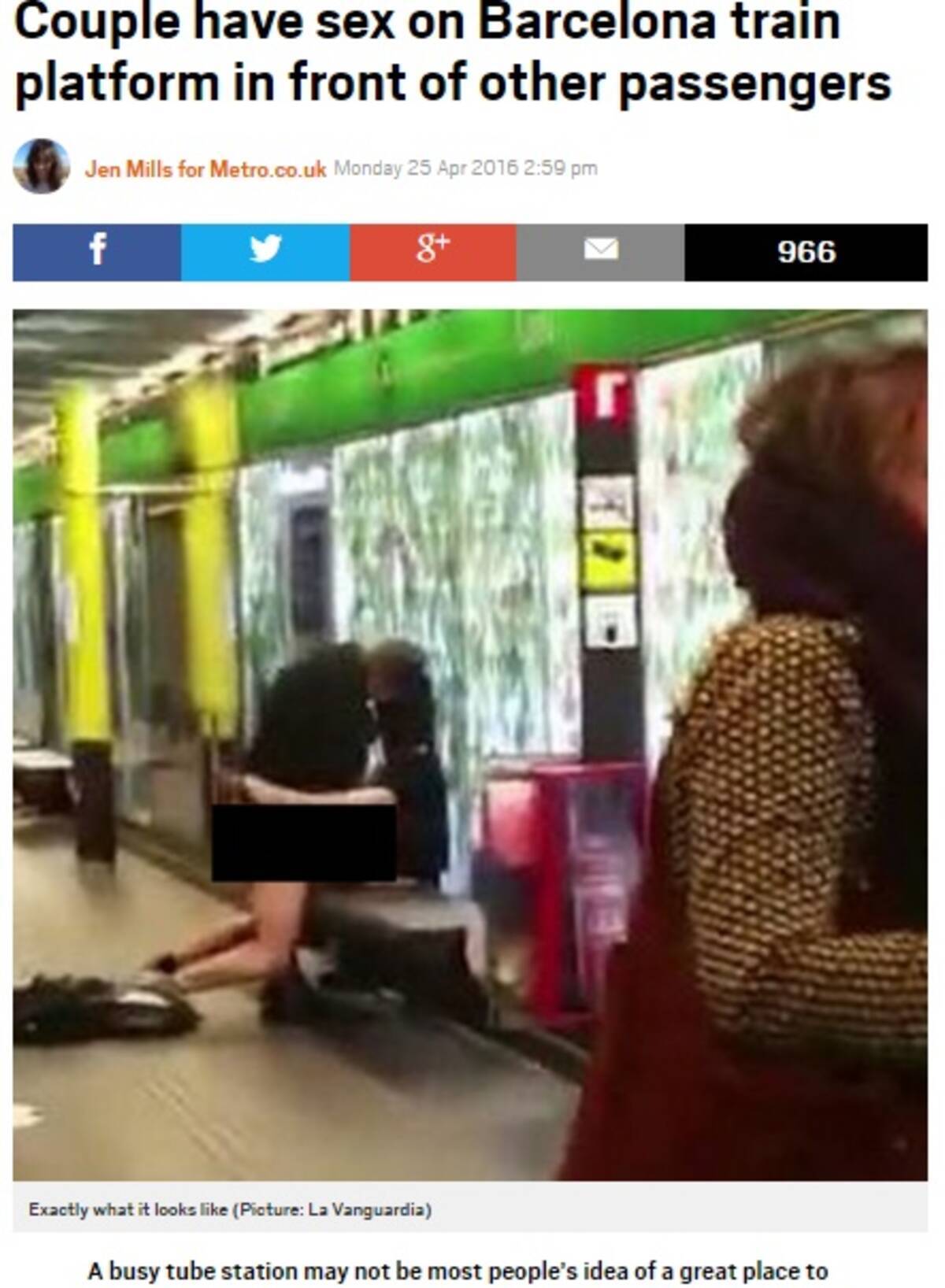 カップルが地下鉄のホームで性行為 周囲の人々ただ唖然 スペイン 16年4月26日 エキサイトニュース