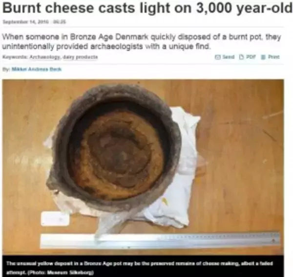 「3000年前のチーズ発見　焦げて捨てられたか（デンマーク）」の画像