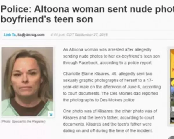 「逆リベンジポルノ！　46歳女、元交際相手の10代息子に性的画像を送り付ける（米）」の画像