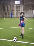 「HKT48兒玉遥、ミニスカ衣装でサッカー姿　凛々しい表情に「フリーキック前の選手みたい」」の画像1