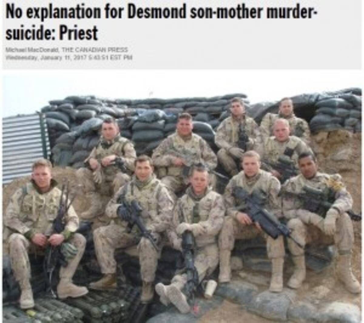 アフガンからの33歳帰還兵 Ptsdに苦しみ家族を殺害 自殺 カナダ 17年1月日 エキサイトニュース