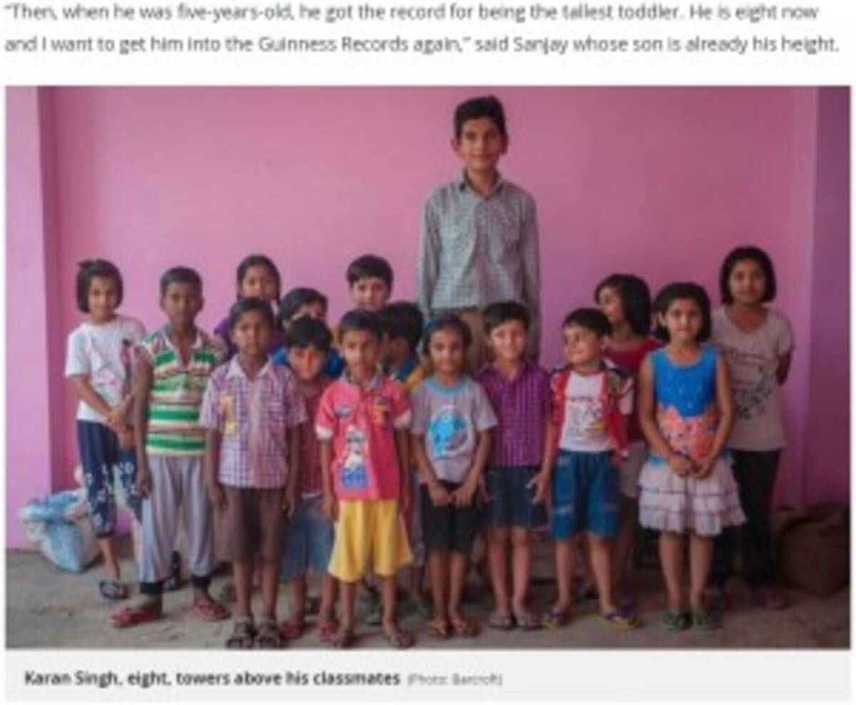 ギネス記録に5歳で認定されたインドの少年 8歳になり身長198センチに 17年6月17日 エキサイトニュース
