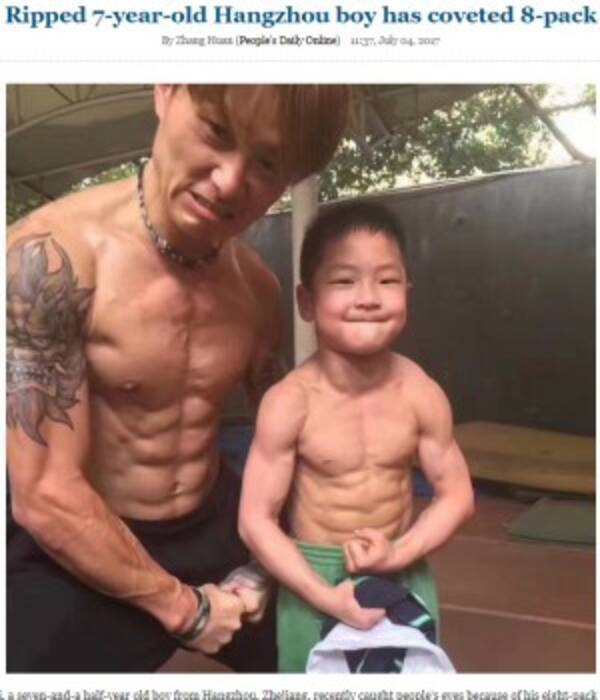 中国の7歳超ムキムキ少年 腹筋は自慢の 8パック 17年7月7日 エキサイトニュース