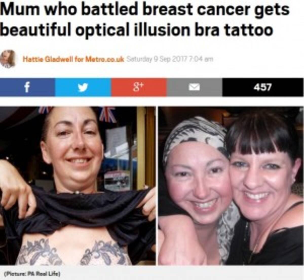 Mum who battled breast cancer gets beautiful optical illusion bra