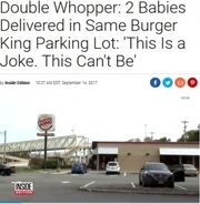 バーガーキングの同じ駐車場で、赤ちゃんが1日違いで誕生（米）