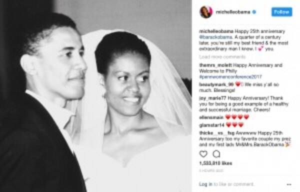 オバマ前大統領、ミシェル夫人へ結婚25周年のサプライズ　「諦めないでデートに誘ってよかった」＜動画あり＞