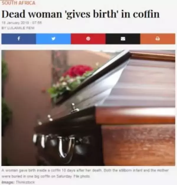 死亡後に棺桶の中で33歳女性が出産　葬儀会社スタッフが発見（南ア）