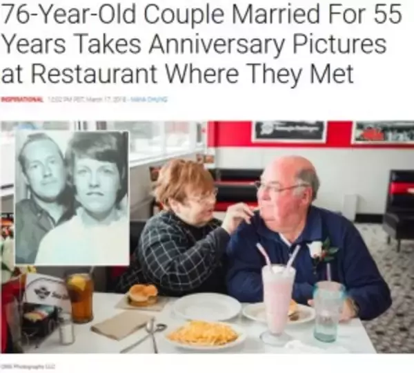 「出会ったあの頃と同じように　結婚生活55年の夫婦、思い出のレストランで記念撮影（米）」の画像
