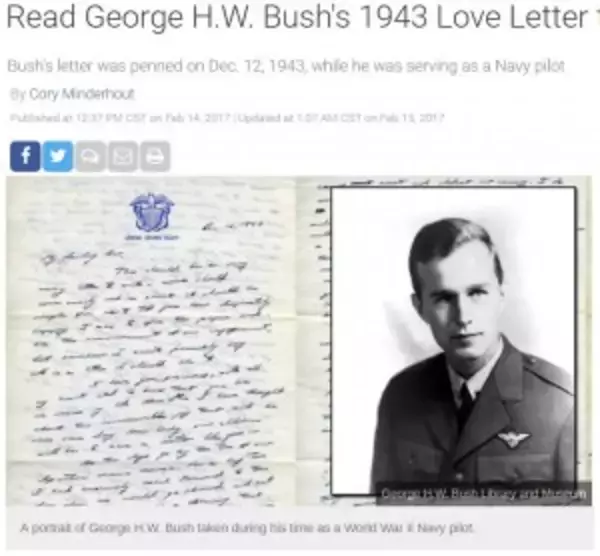 「バーバラさんへのラブレターに感動　ひたむきに愛の言葉を綴っていた若き日のブッシュ元米大統領」の画像