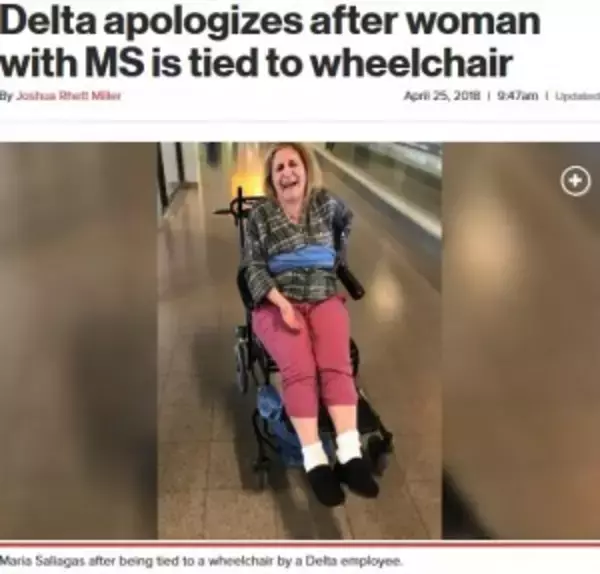 障がい者女性を車椅子に縛り付けたデルタ航空、家族の苦情に反論（米）