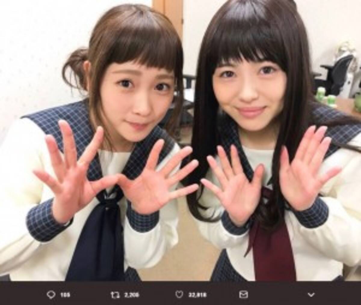 川栄李奈 浜辺美波 共演作続く2人が さまるんとアオちん ショット 18年4月28日 エキサイトニュース