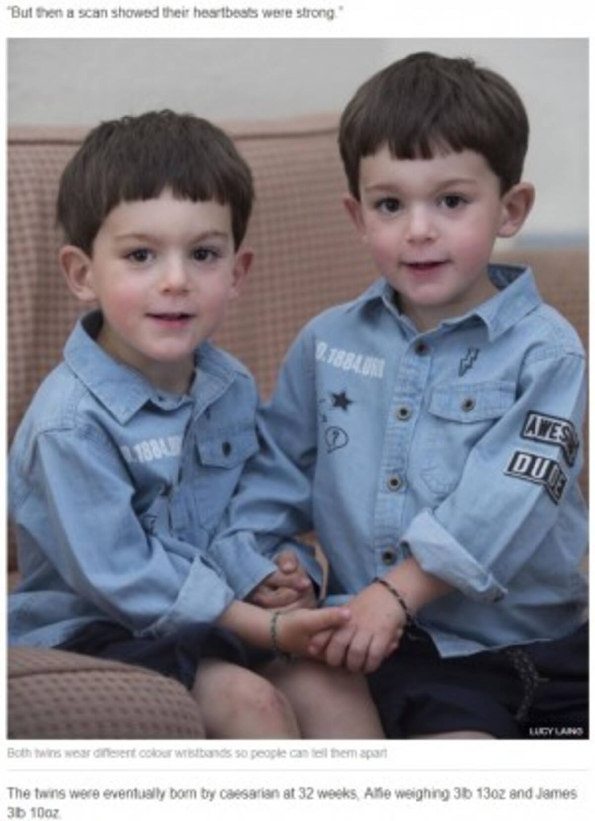 まるで鏡 そっくりな双子男児に母がリストバンドで区別 英 18年7月10日 エキサイトニュース