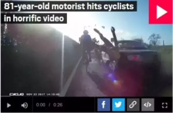 「81歳ドライバー、サイクリストを撥ねそのまま逃走（英）＜動画あり＞」の画像